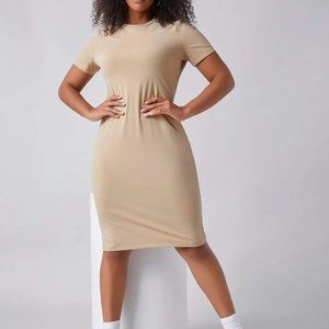 Shein Basics Plus Split Back Bodycon Dress